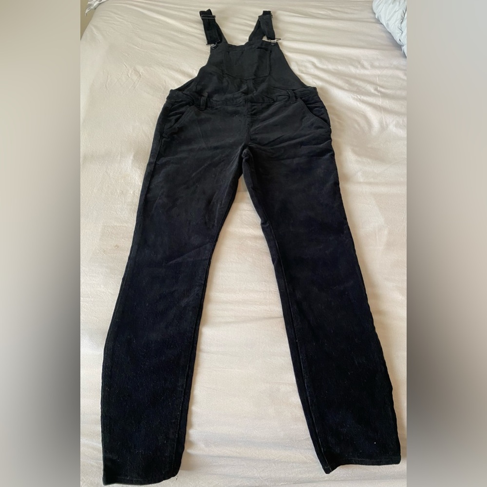 Only Worn Once- Black Velvet Corduroy Overalls